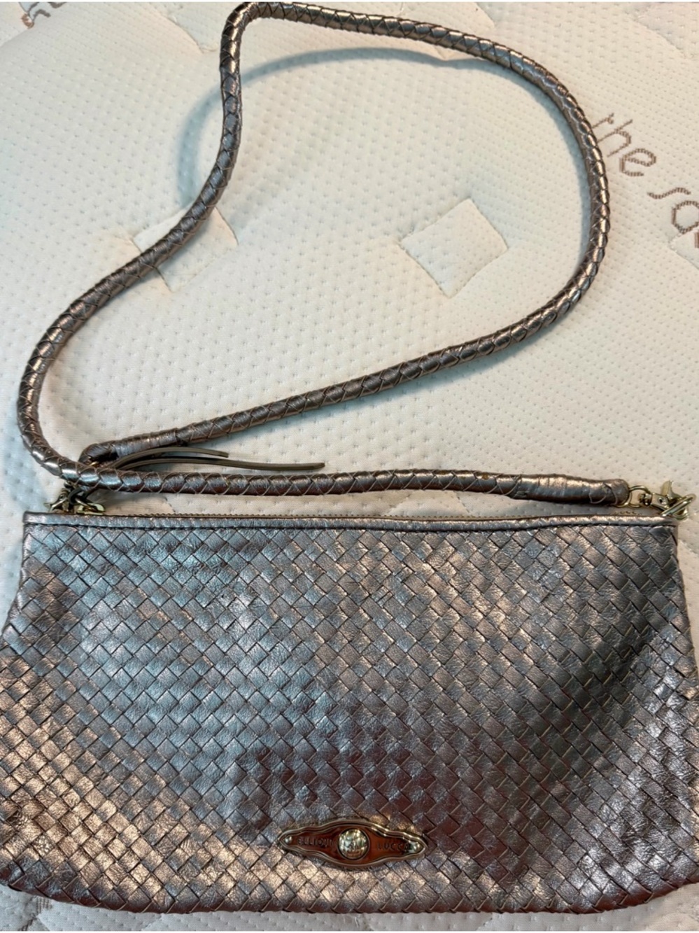 Elliott Lucca Metallic Woven Crossbody - Silver